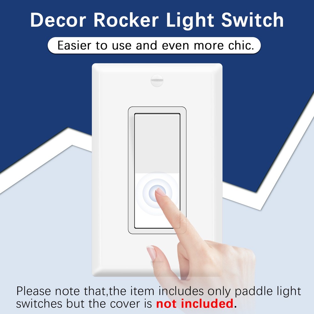 4PK Durable Impact Resistant Single Pole Wall Switch 15A White UL Listed Long