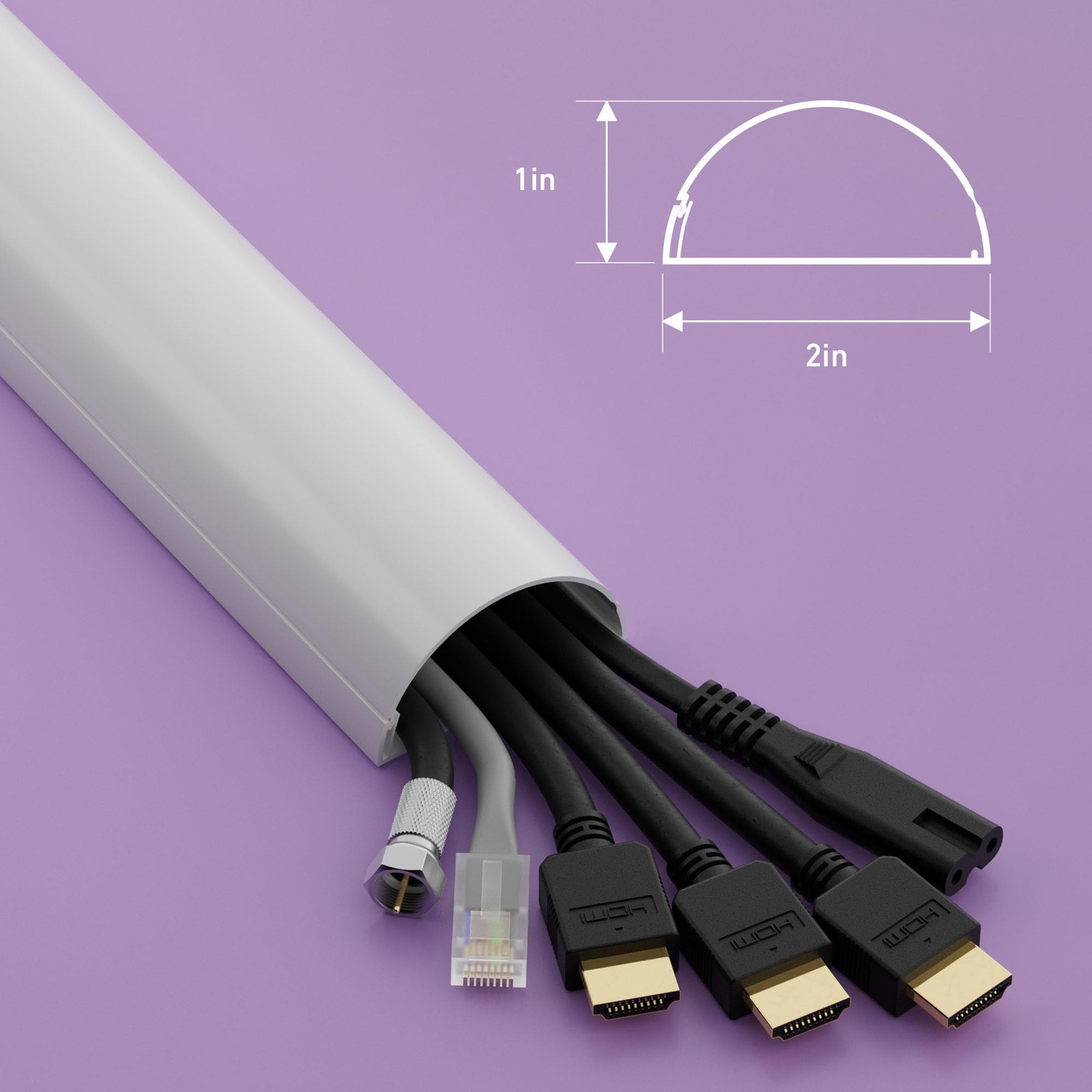 TV Wire Hider, Half Round Cord Cover for Wall Mount TV, Hinged One-Piece Race...