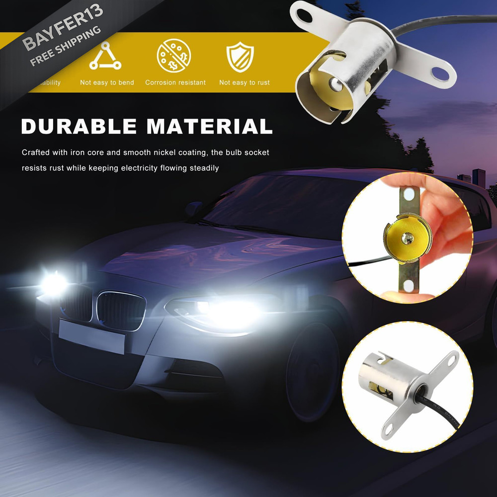 Fkewp 2 PCS Car Light Bulb Socket, BA15S LED Holder BA15S(1156)