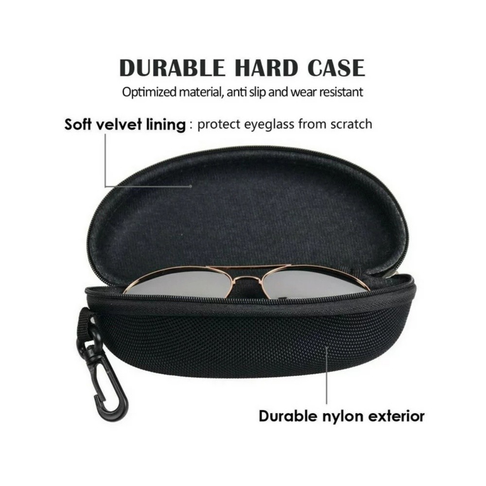 2PCS Portable Eye Glasses Case Sunglasses Protector Box Belt Clip Hard Zipper