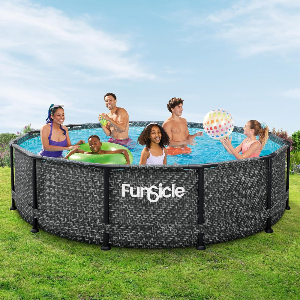 Oasis 12' Round Above Ground Pool Set with Pump & Ladder - Easy Setup!