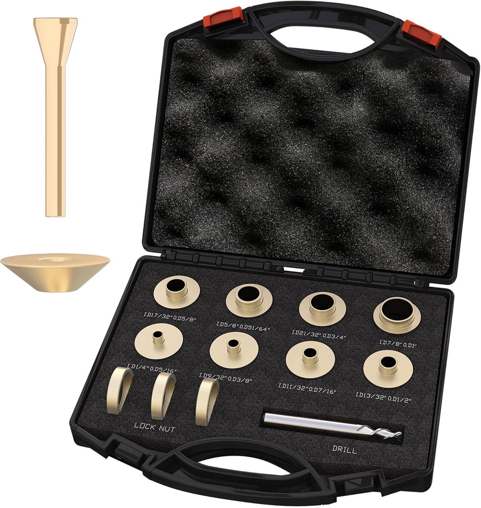 13 Pcs Precision Brass Router Template Bushing Guides Sets, Router Guide Bushing