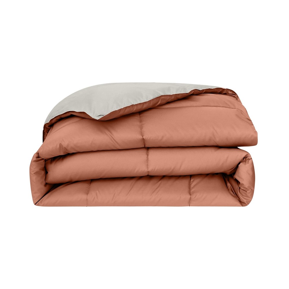 Modern Threads Down Alternative Reversible Comforter Orange Rust/Beige King