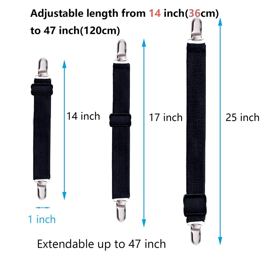 10 pcs Adjustable Bed Sheet Straps,Bed Sheet Clips, Elastic Bed Fitted Sheet ...