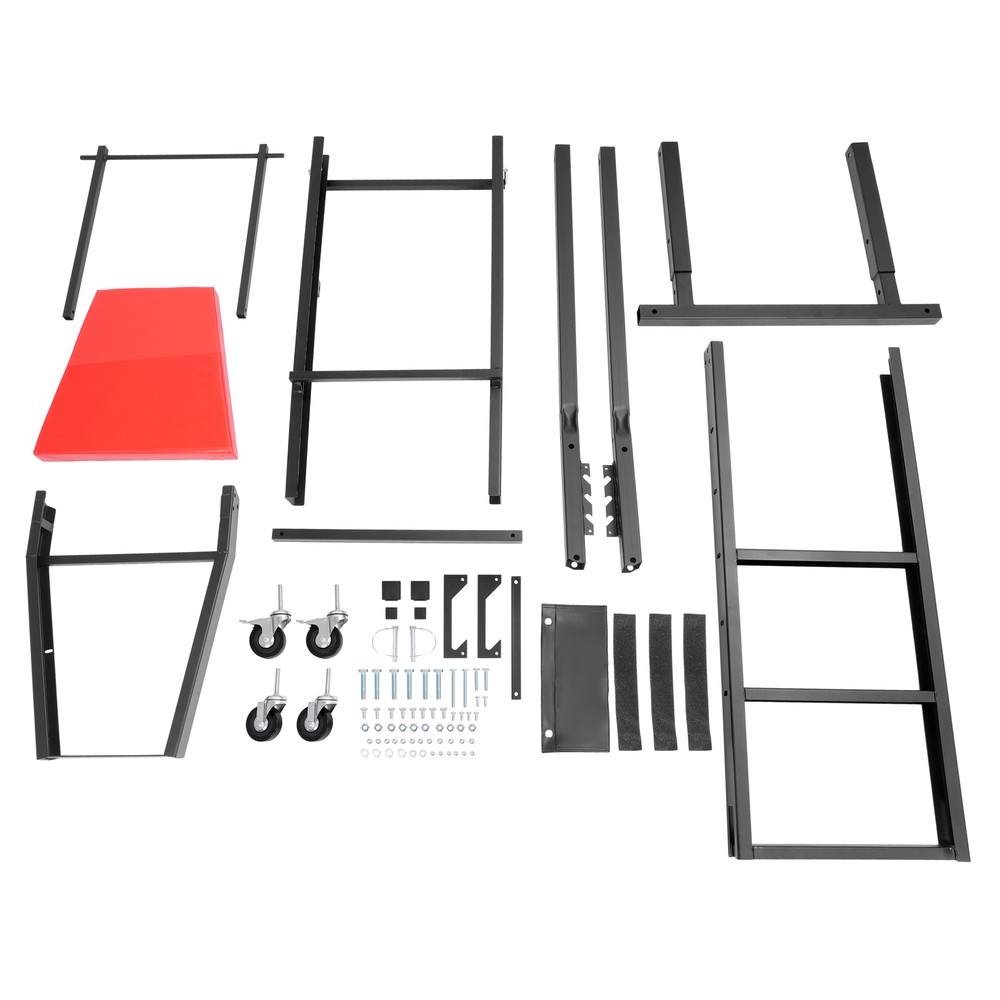 400Lbs Foldable Automotive Topside Creeper Adjustable Height Movable Ladder
