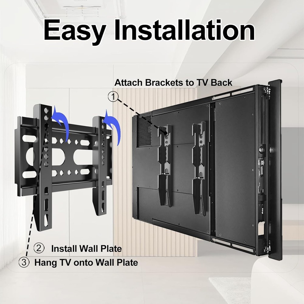 Fixed TV Wall Mount for 14-42" Flat Screen TVs, Small Black
