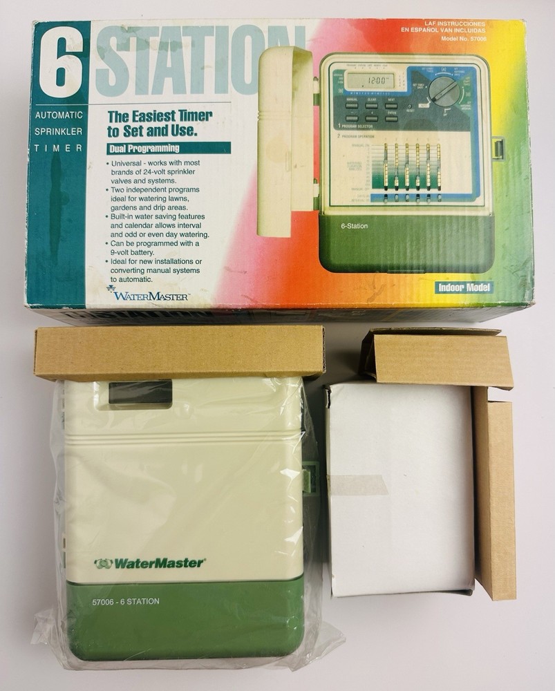 Water Master 6 Zone Dual Programming SPRINKLER TIMER ( 57006 ) New—Damaged Box