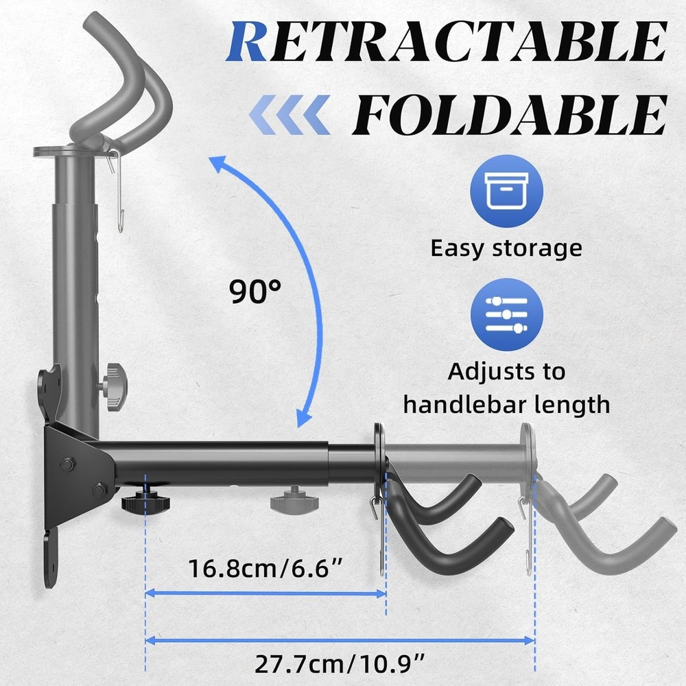Bike Wall Mount Hanger Adjustable - Space Saving Horizontal Bicycle Rack for ...