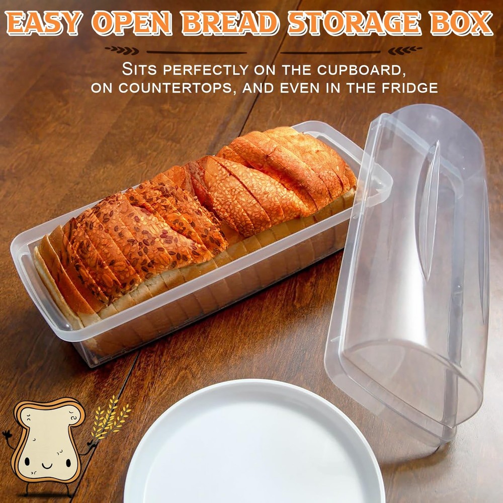 Home-X Bread Storage Container - BPA Free, Transparent Plastic clear
