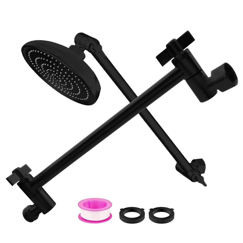 Shower Head Extension Arm 9 Inch Adjustable Shower Riser for Height & Angle, G1/