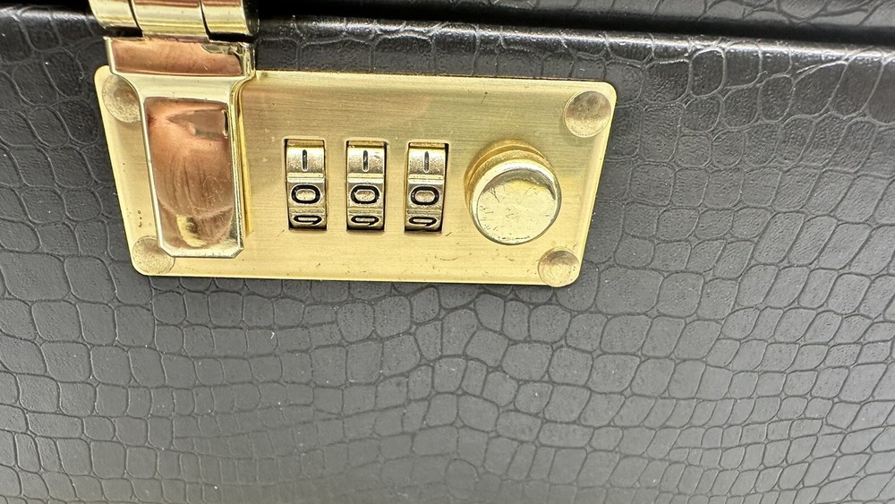 Genuine Bentony Square Soft Cover Hard Shell Combination Lock Box Black