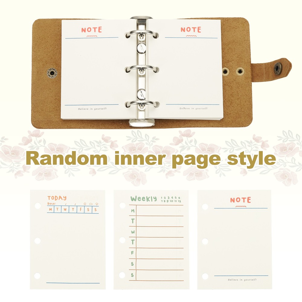 A9 Leather Journal, 2Pcs 3 Ring Notebook Binder Planner Loose Leaf, Brown