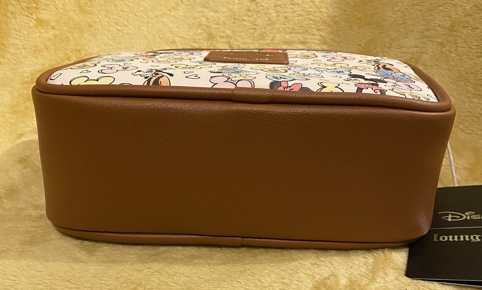 LOUNGEFLY Disney Mickey Mouse & Friends Candy Camera Zip Closure Crossbody Bag.