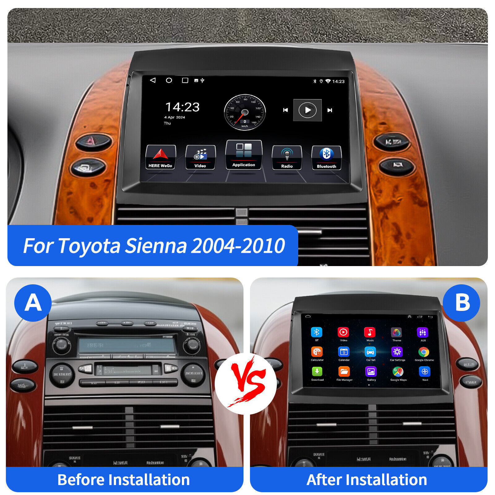 Android 13 Apple CarPlay For Toyota SIENNA 2004-2010 Car Stereo Radio GPS Navi