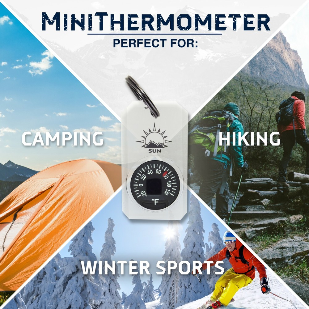Sun Company MiniThermometer - Zipper Pull Mini Dial Thermometer with Split Ring