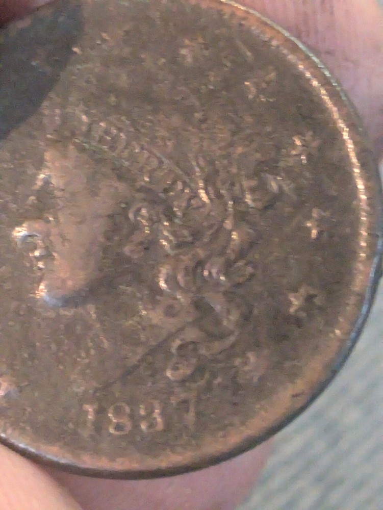 1837 Coronet Head Large Cent Great Details Corroded