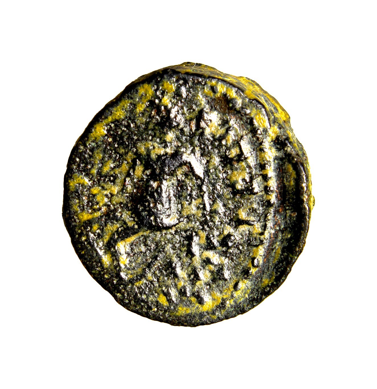 VERY RARE Decapolis. Petra. Elagabal (218-222) Tyche Seated on Rocks no Temple