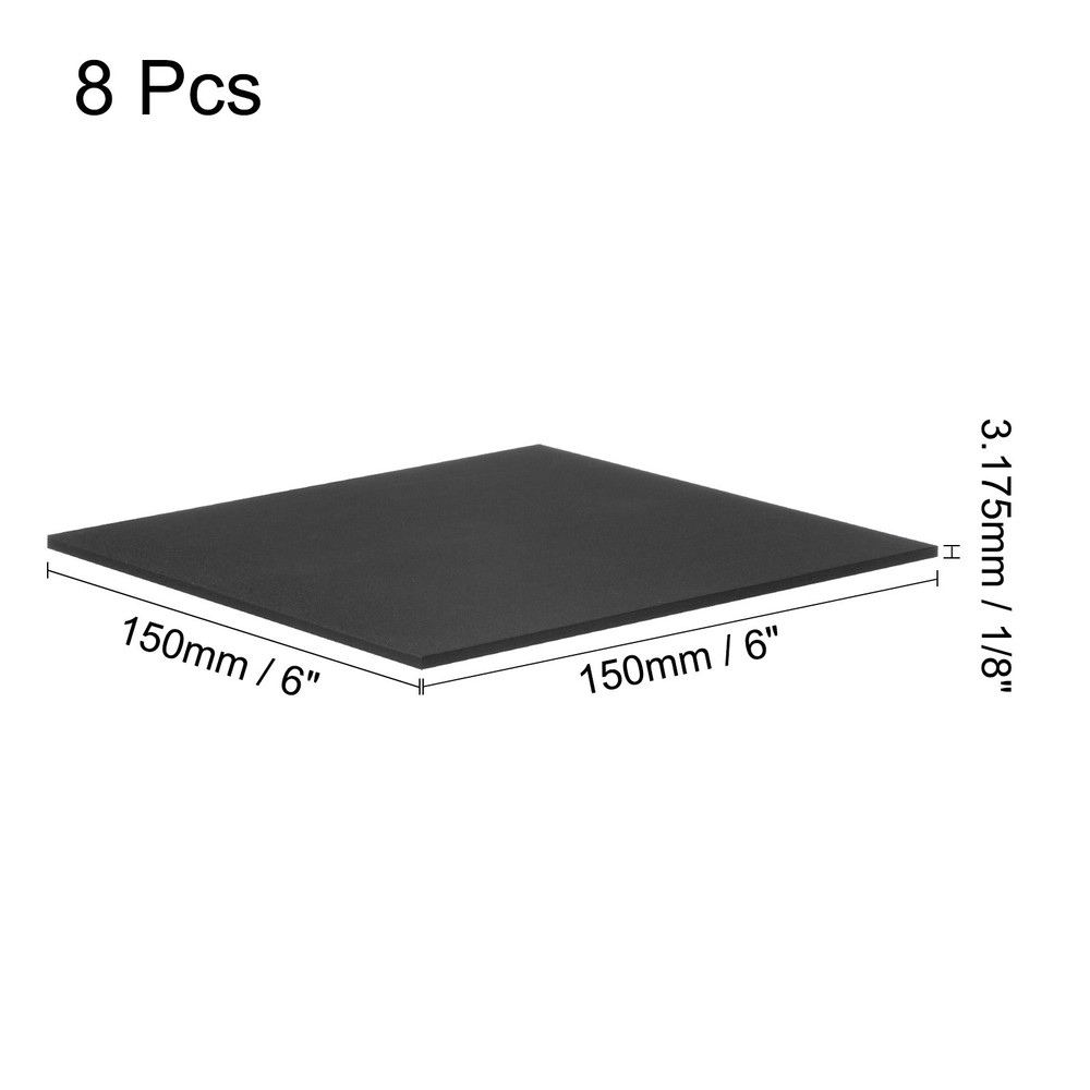 8pcs Rubber Padding Sheets 1/8" Thick x 6" Long Square Neoprene Foam Sheet