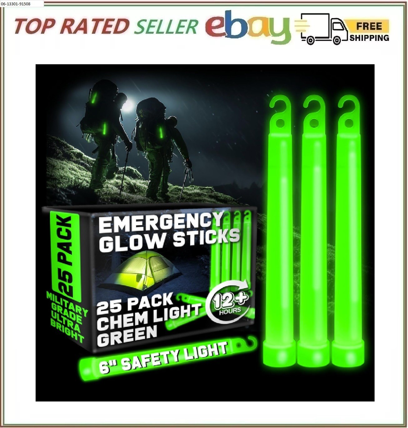 Military Grade Green Glow Sticks - 25 Pack - 12 Hour Bulk Tactical Light Sticks