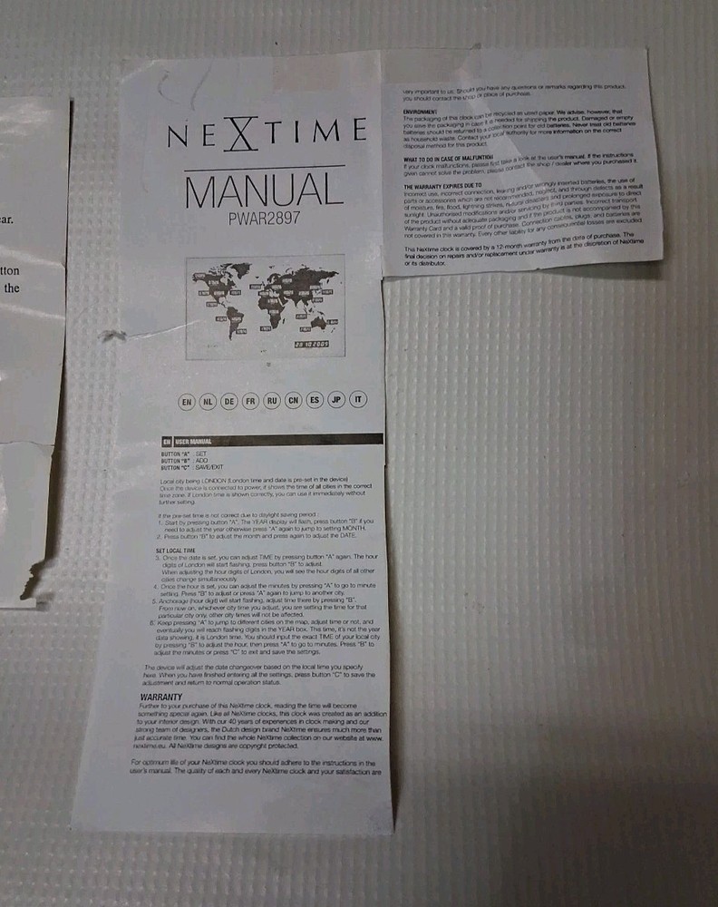 NeXtime Digital World Clock Model PWAR2897 - Black