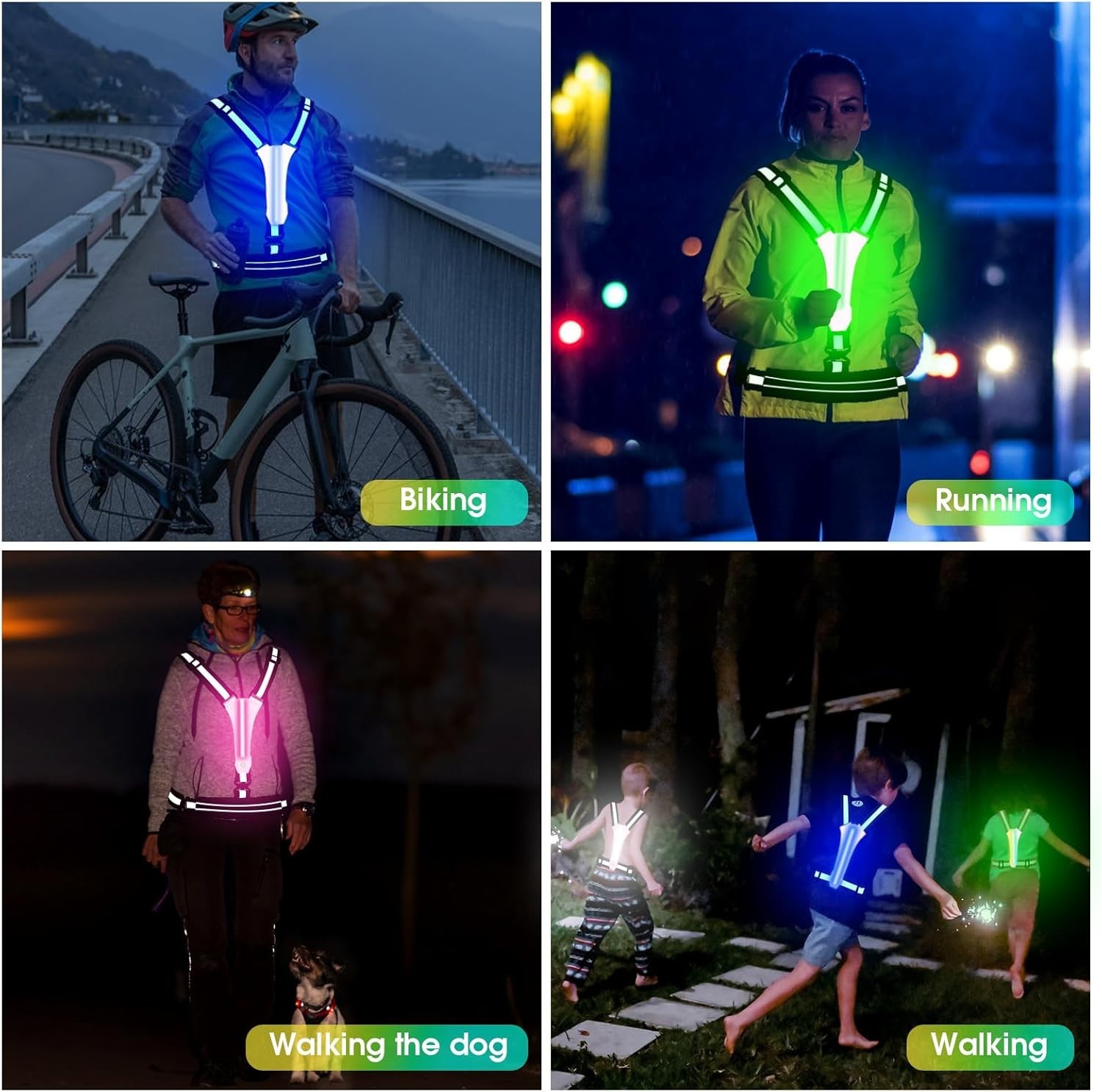 LED Reflective Light Up Safety Vest for Running Cycling Walking Night Gear...