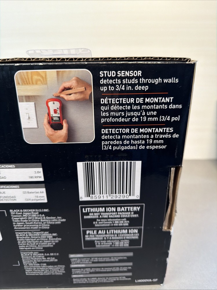 E1 BLACK+DECKER Lithium Ion Cordless Screwdriver & Stud Sensor Set Ms4