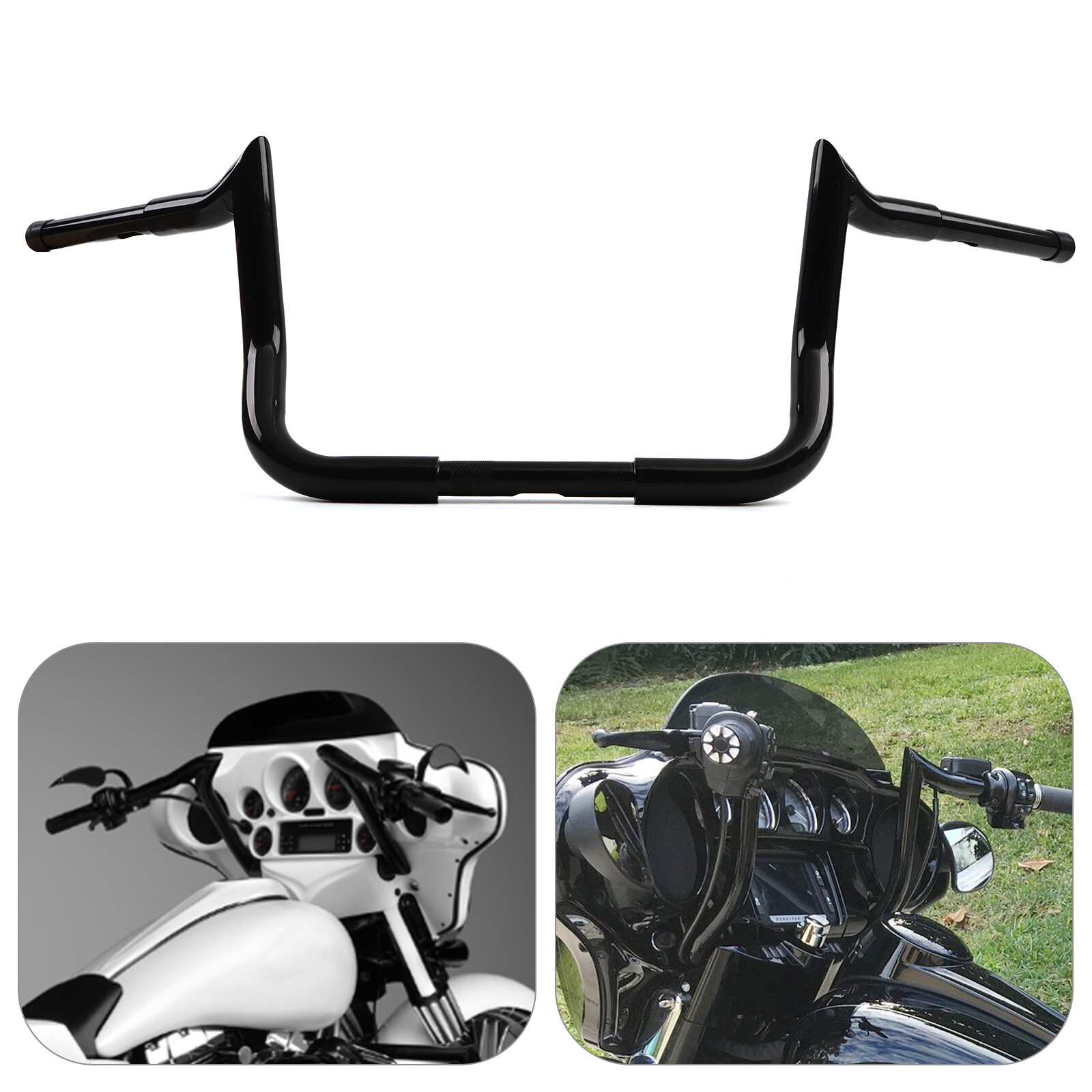 10" Meathook Ape Hanger Bars Handlebars For Harley Touring Street Glide Electra