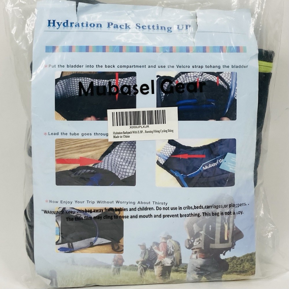 Mubasel Gear Hydration Pack Backpack With 2L Bladder Black New