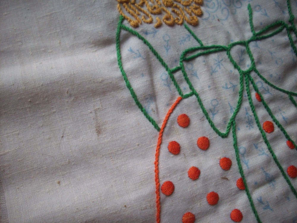 80's Started doll hand embroidered panels salvage project