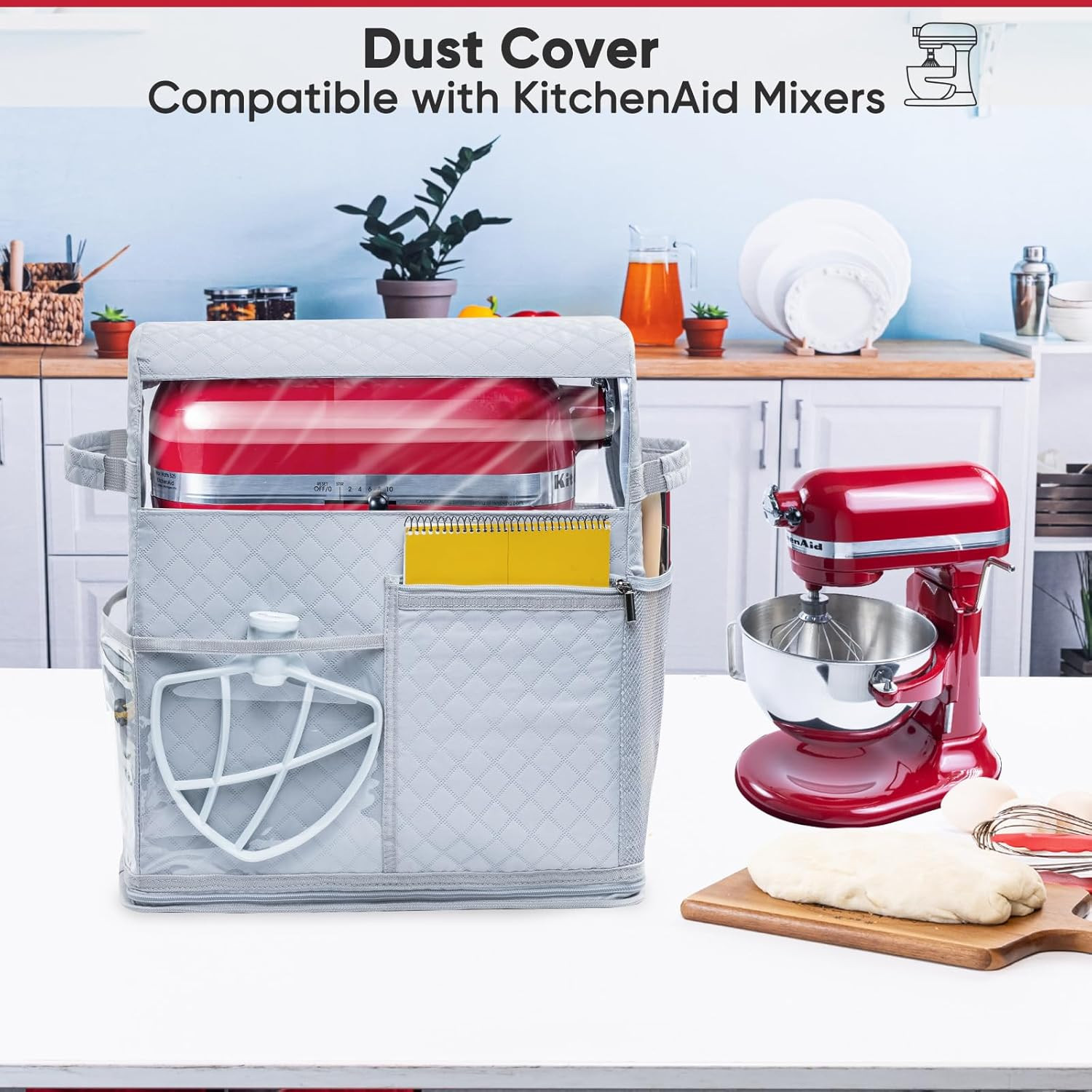 Stand Mixer Cover with Detachable Appliance Sliders Base Compatible with Kitchen