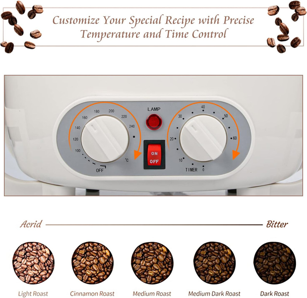 Beginner-Friendly Home Coffee Roaster with Timer - 110V Machine