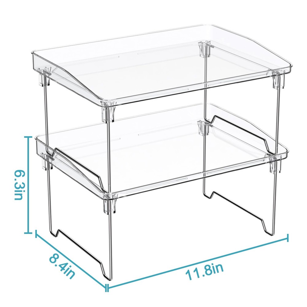 2 Pcs Cabinet Organizer Shelf, Stackable Kitchen Counter Shelves, Spice Rack,...