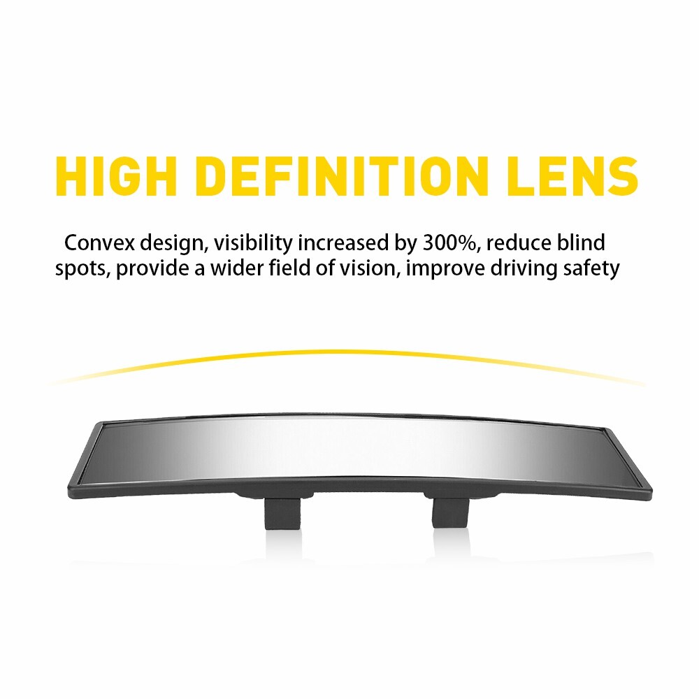 Rear View Mirror, 12 Inch Panoramic Rearview Mirror, Interior Clip-On Wide Angle