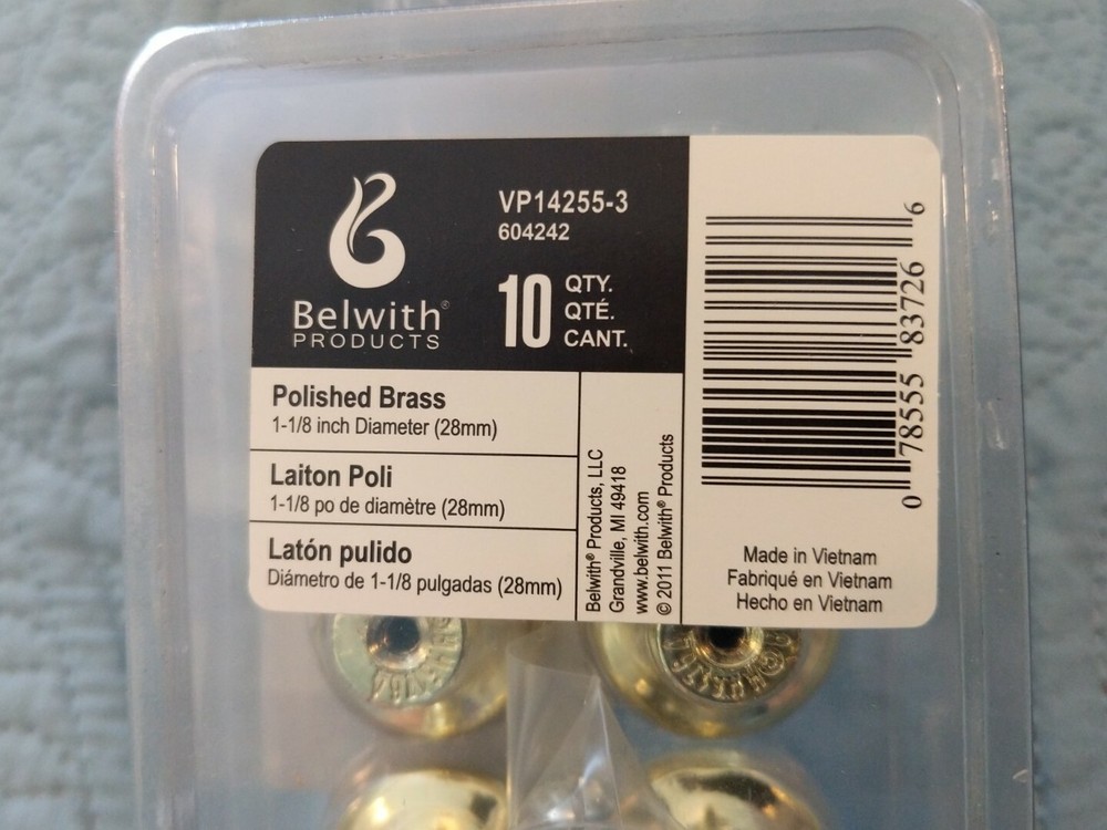 Hickory Hardware Project Pack. 10 Polished Brass Cabinet Knobs. VP14255-3