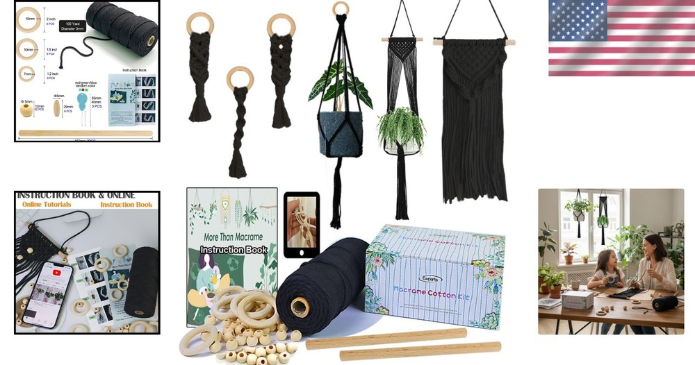 Art Deco Macrame Kit for Adult Crafters - Complete with Accessories & Tutorial