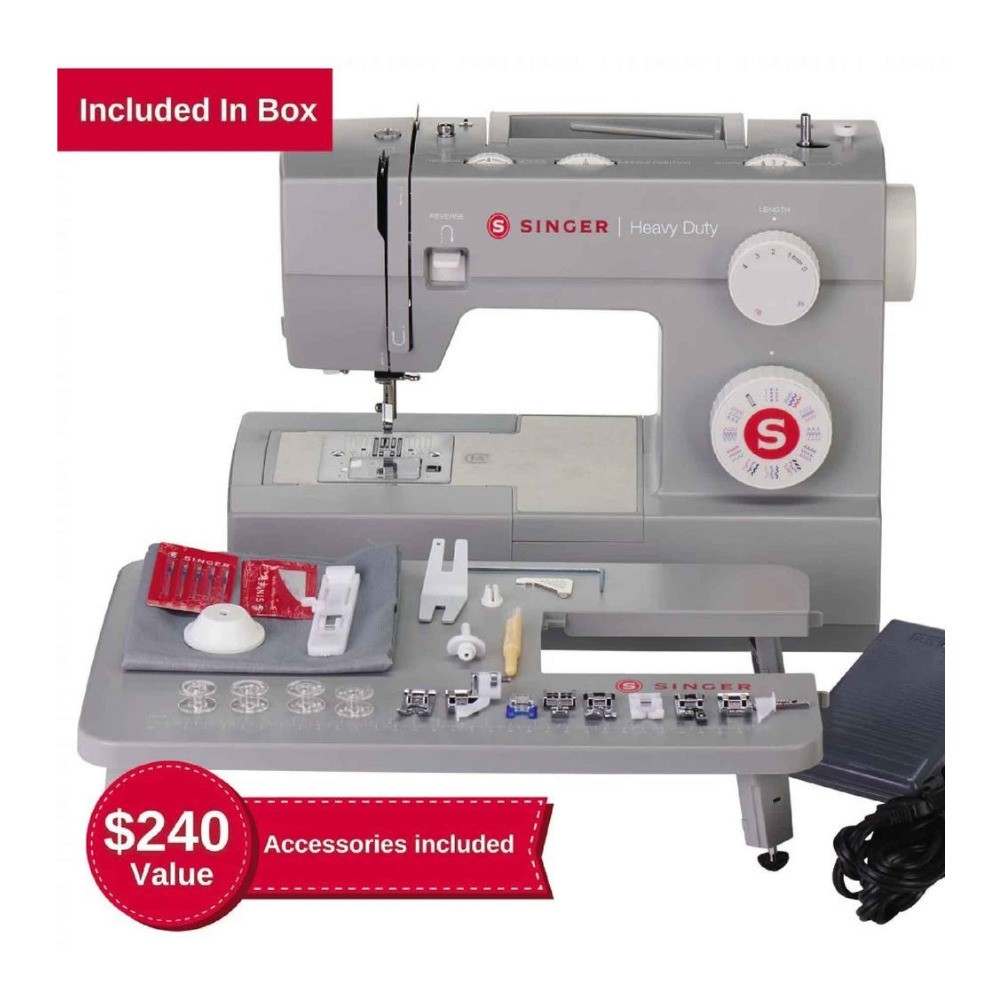 Singer Heavy Duty 6380 Sewing Machine with Extension Table (Gray)