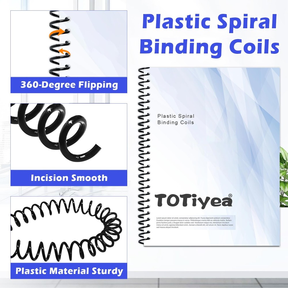 100 Pack Plastic Spiral Binding Coils, 12mm(1/2") Binding Spirals, 90 Sheet C...