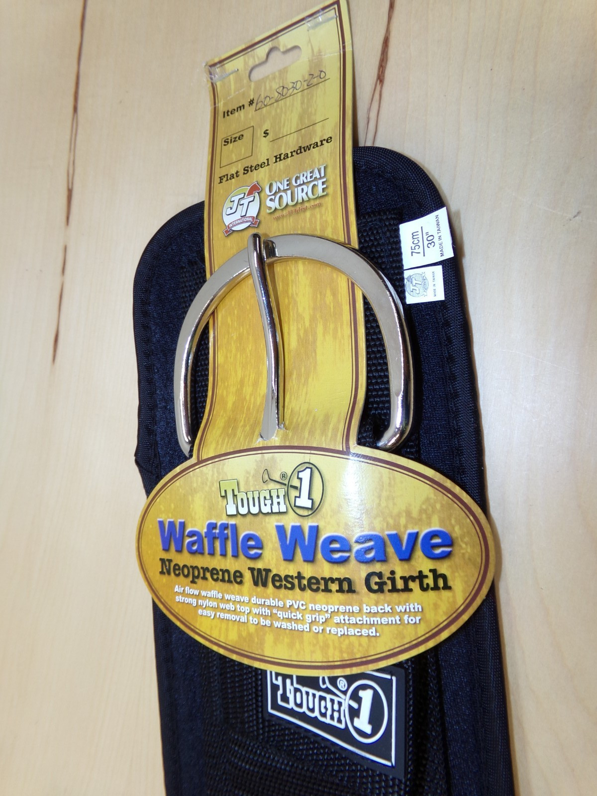 Tough 1 Waffle Weave Neoprene Western Girth 30" Flat Steel Hardware Black NWT