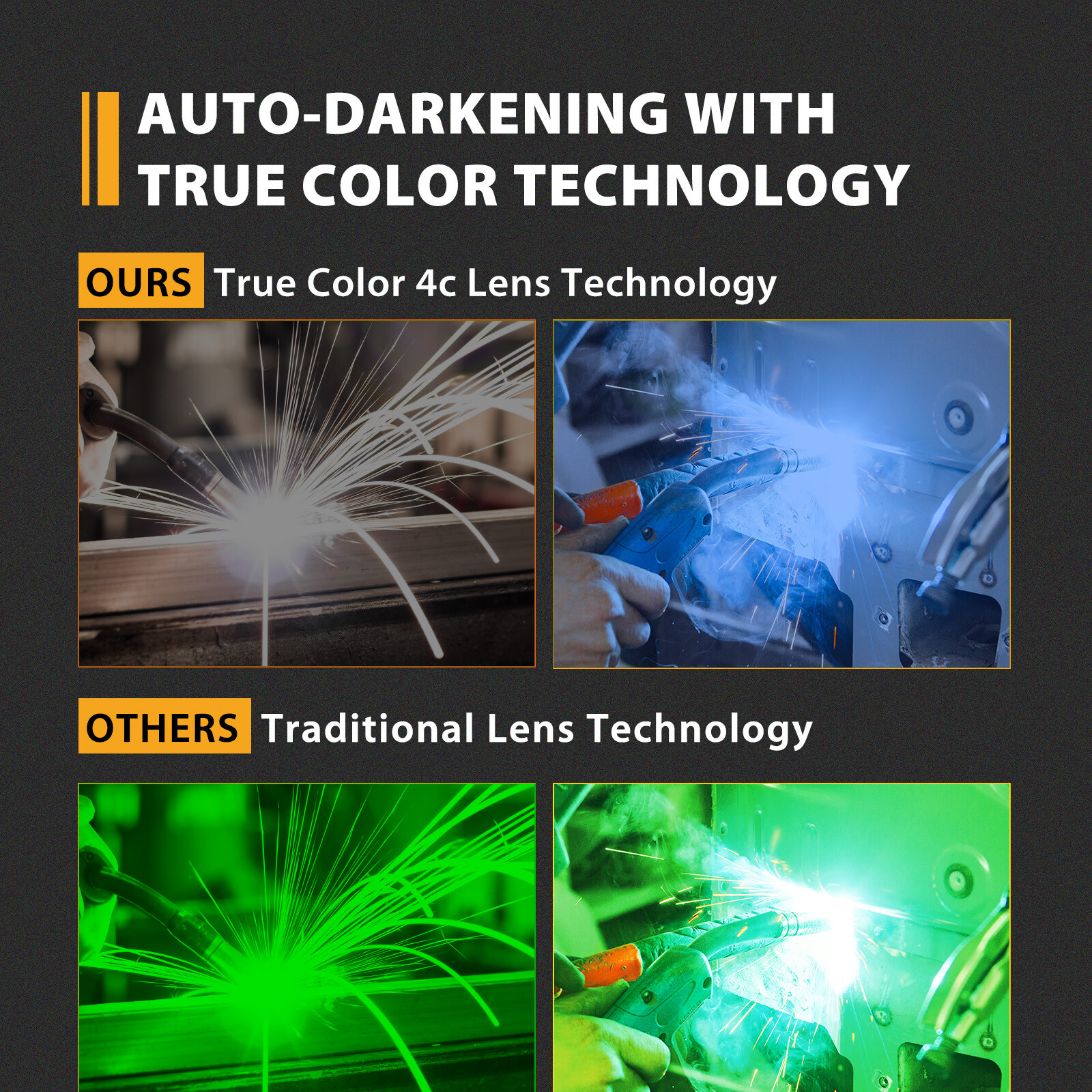 US Welding Helmet True Color Auto Darkening Welder Mask Solar Battery Large View