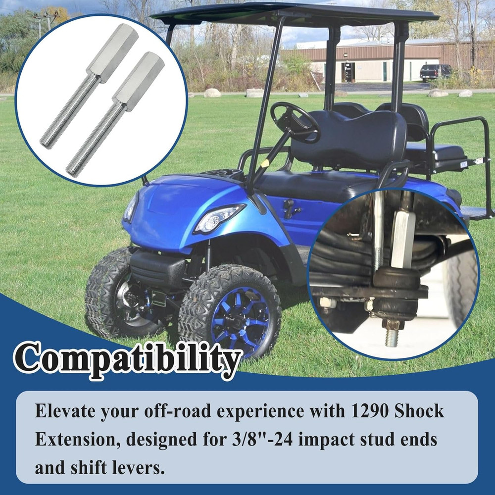 1290 Shock Extensions - 3" Length, 3/8-24 Thread Size, Silver Gloss, 2 Pcs