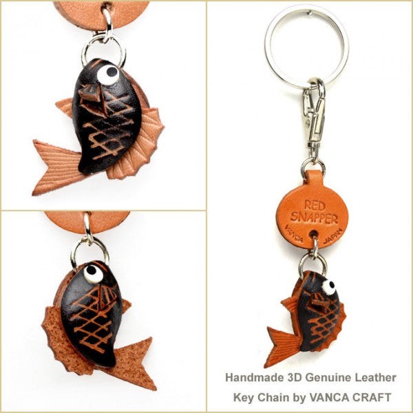 Red Snapper Japanese Leather Keychains Fish