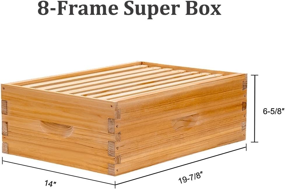 Durable 8-Frame Langstroth Bee Hive Kit with Beeswax Coating & Easy Assembly