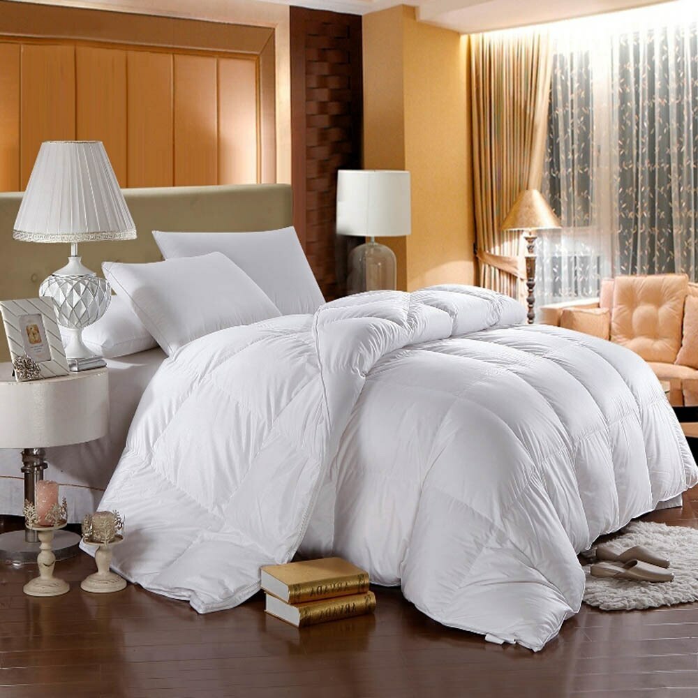 White Duck Down Comforter 500 Thread Count Baffle Box Extra Warm Duvet Insert