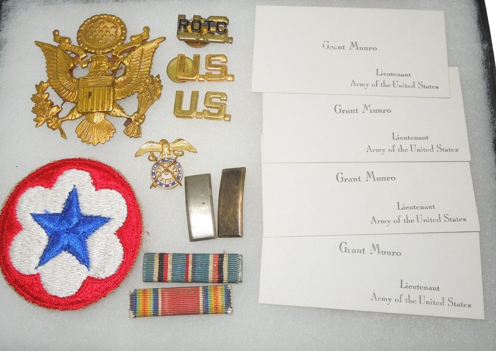 WWII ETO US Army Quartermaster Officer Pins & Cards Group DR7