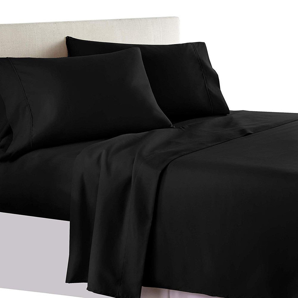 Black Solid Hotel Bedding Collection 1000TC Egyptian Cotton Select Item & Size
