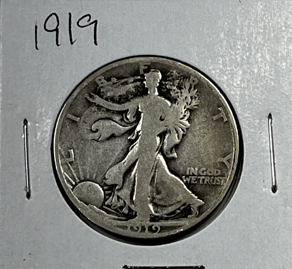 1919 Walking Half Dollar : Very  Good   VG