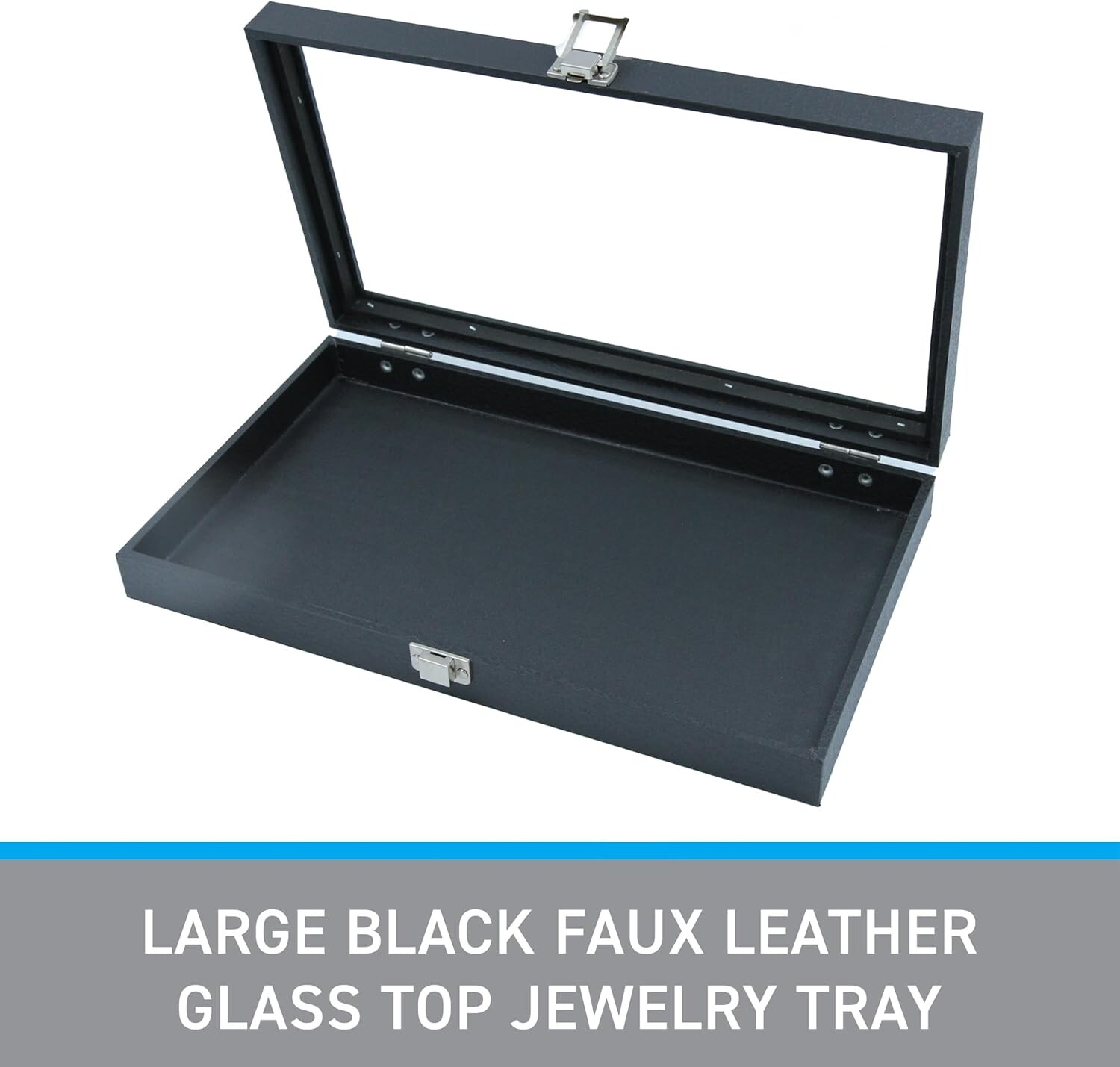 Set of 2 Glass Top Display Cases Jewelry Organizer Multi-Purpose Rings Bracelets