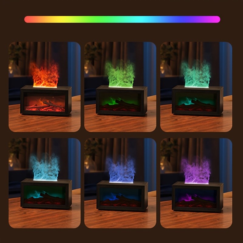 Fireplace Flame Air Diffuser Colors LED Aroma Aromatherapy Ultrasonic Humidifier