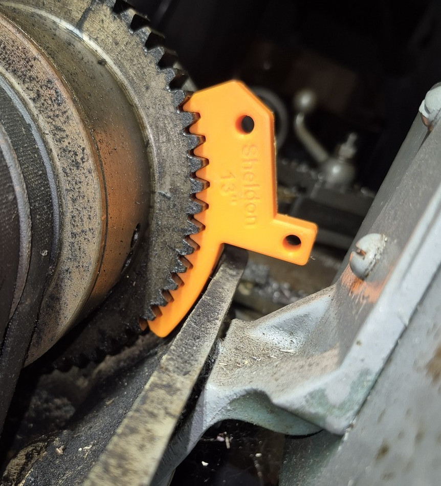 Sheldon 13" Lathe Spindle Lock Wedge Stop - Remove & Install Chuck - ORANGE