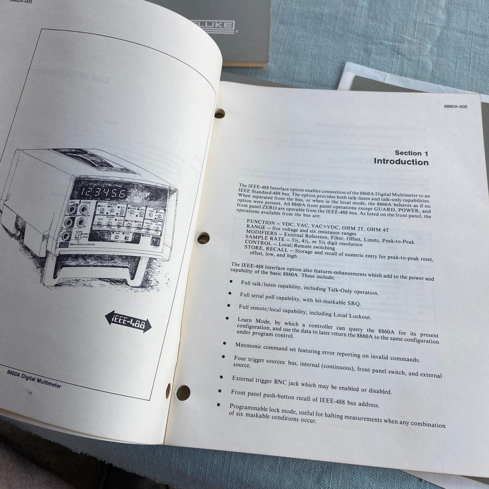 Fluke 8860A Digital Multimeter Operator Manual Handbook Instruction Calibration